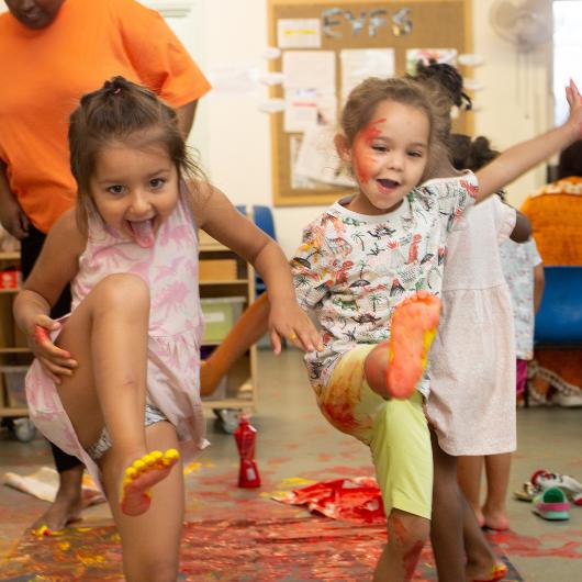 Children playing with paint