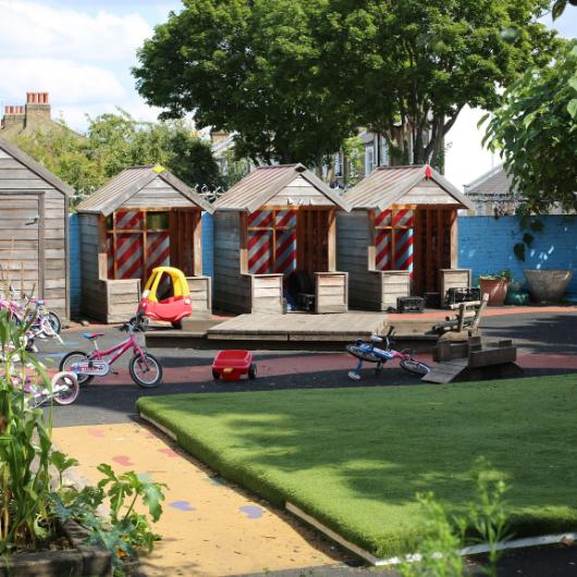 Exterior shot of Gumboots garden and playground