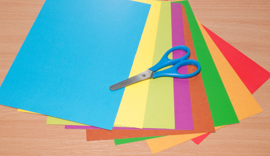 coloured paper and scissors