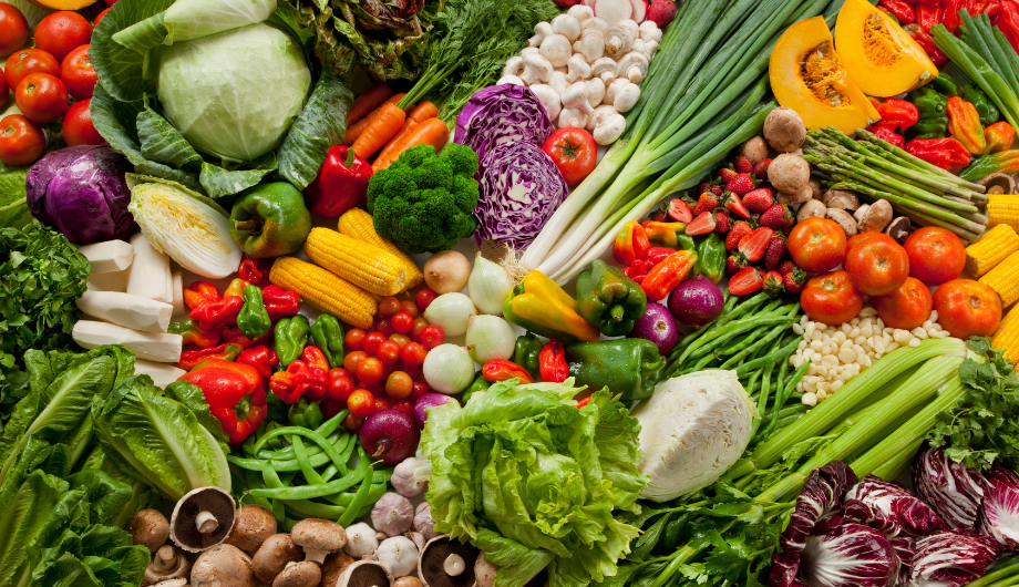 display of vegetables