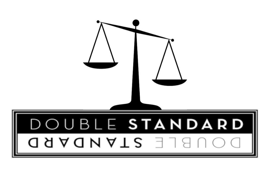 Logo representing Double Standards with scales weighted to one side