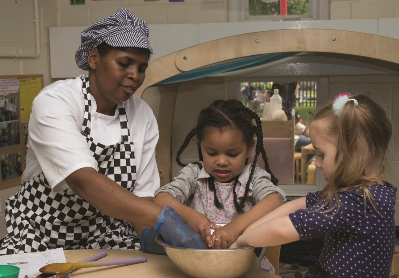 Picture of chef cooking with children