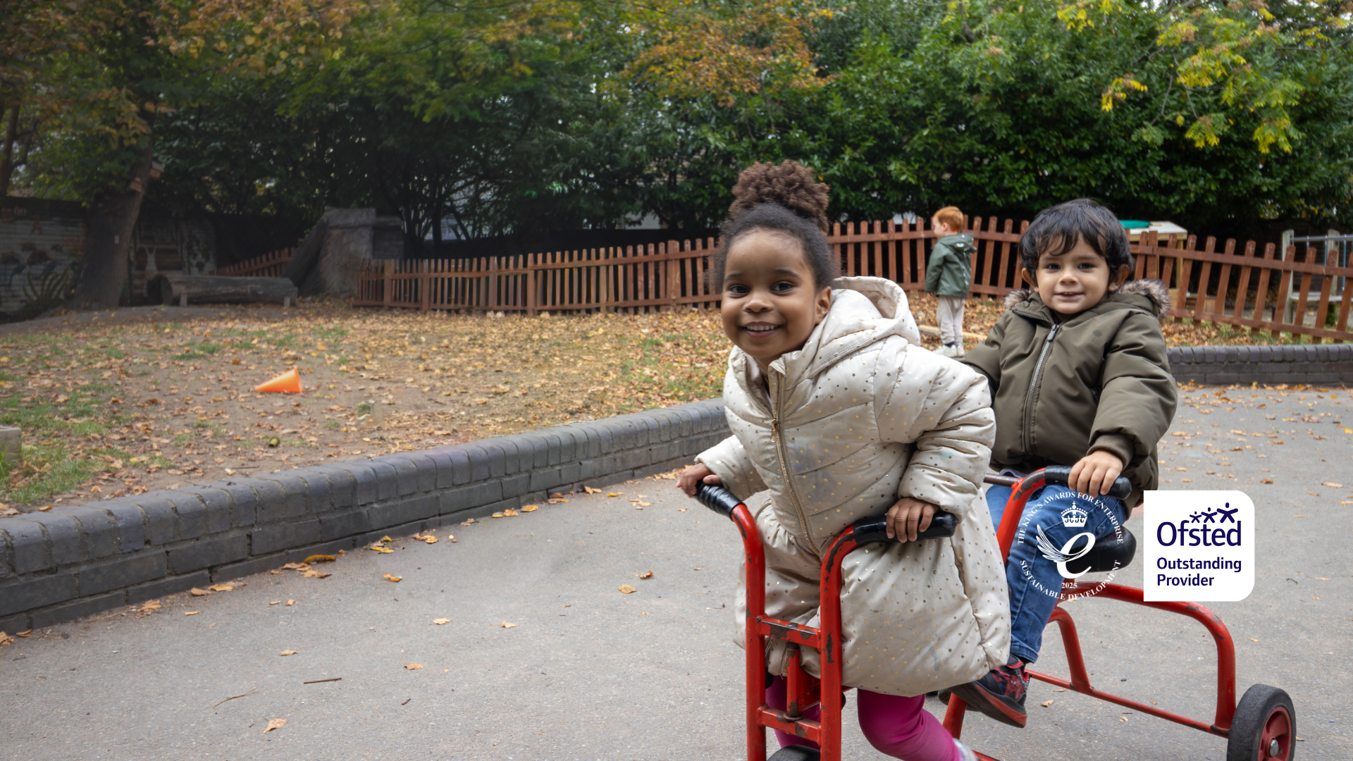 Children playing in our nurseries with fantastic access to outdoor space.