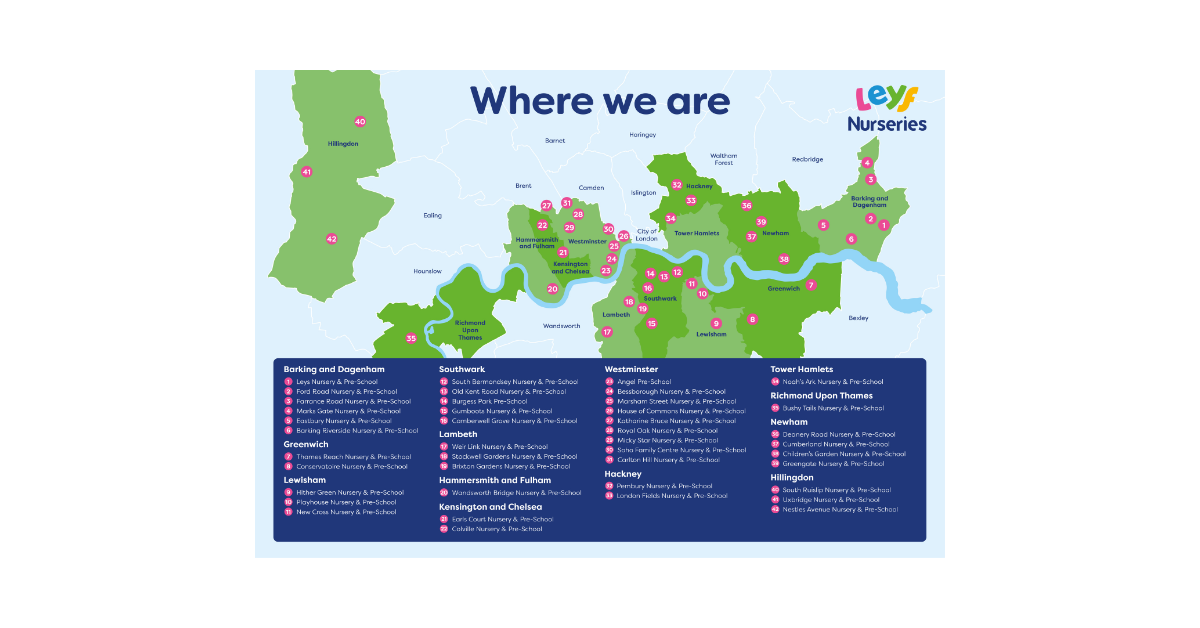 LEYF map of nurseries September 2026